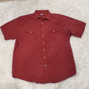 STONERIVER Men's Red XXL Short-Sleeve Western Pearl Snap Button Down Work Shirt